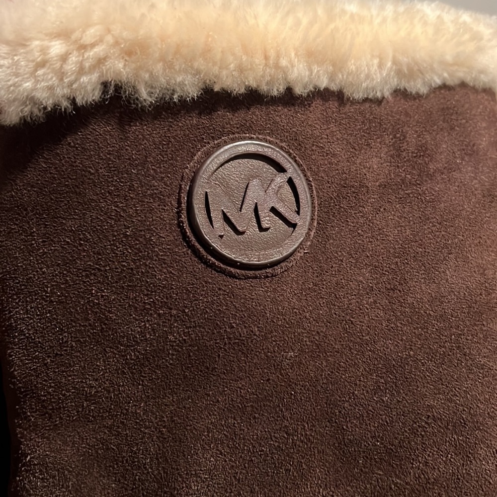 New Michael kors MK Shearling Winter Bootie Ankle boots suede sheep fur brown - Picture 8 of 8